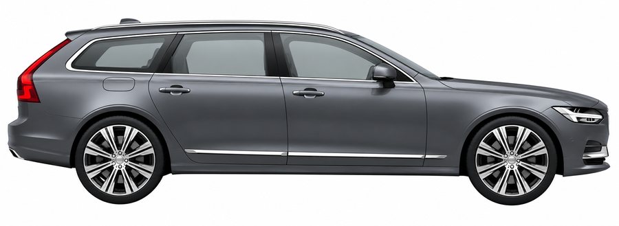 Grey estate car, side view