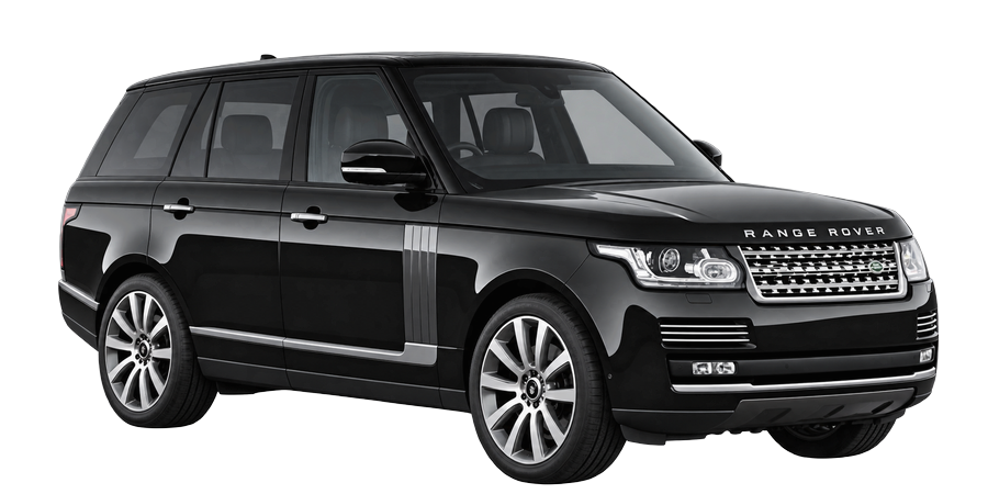 Black Range Rover, front three-quarter view