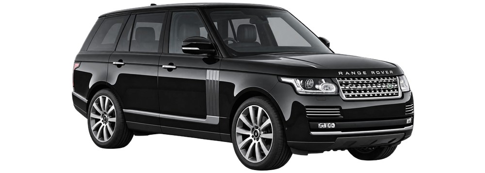Black Range Rover, front three-quarter view