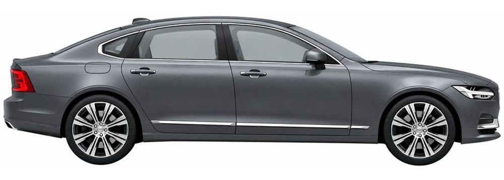 Grey saloon car, side view