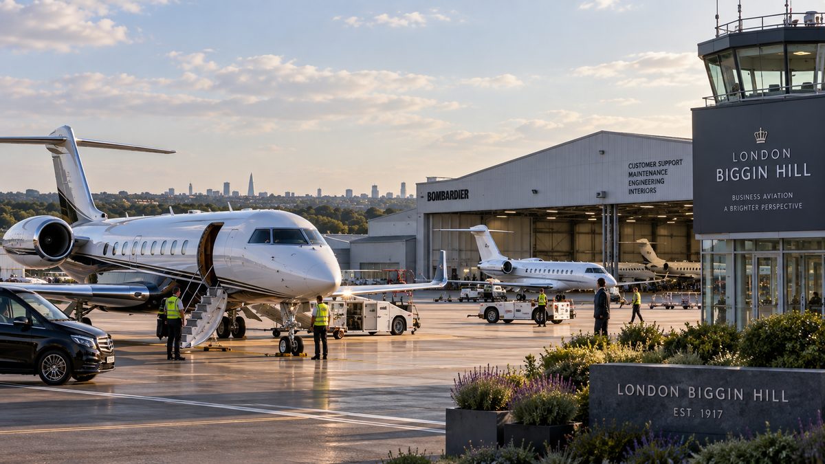 Private business jets and aviation facilities at London Biggin Hill Airport